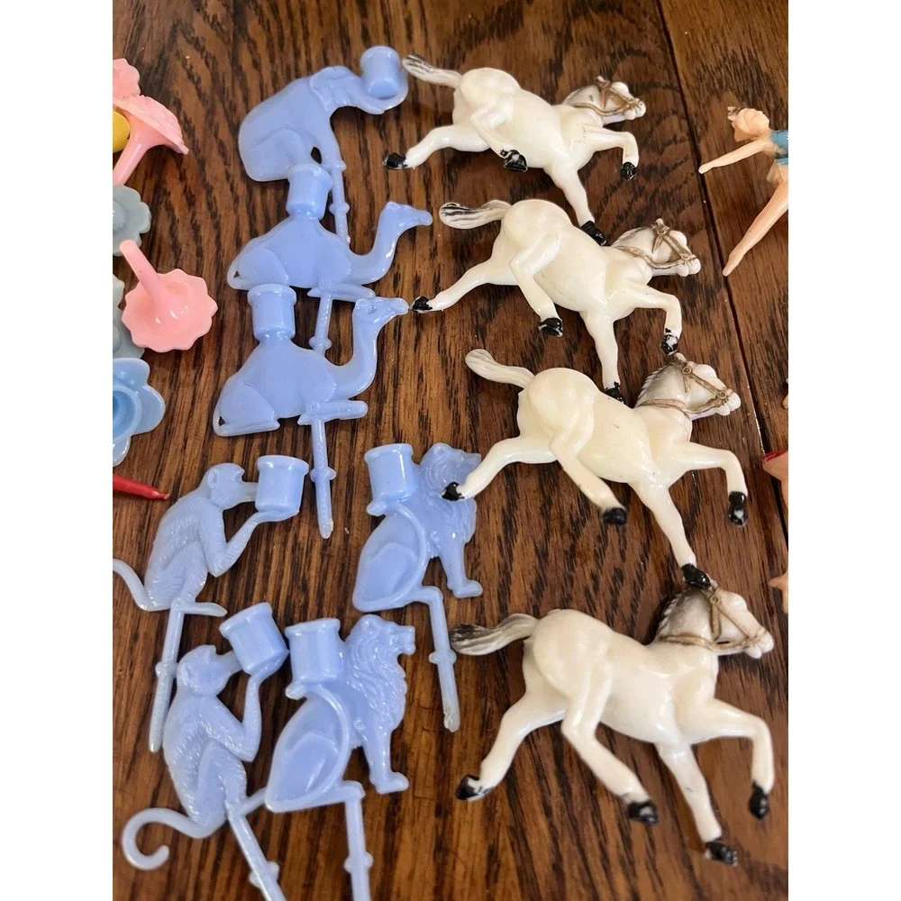 Vintage BIRTHDAY Plastic Candle Holders 1960's Animals Flowers Horse Ballerina